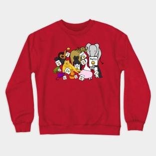 Group of Cute Animals say Hello Crewneck Sweatshirt